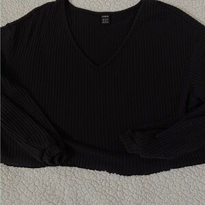 SHEIN Black Ribbed Knit Top